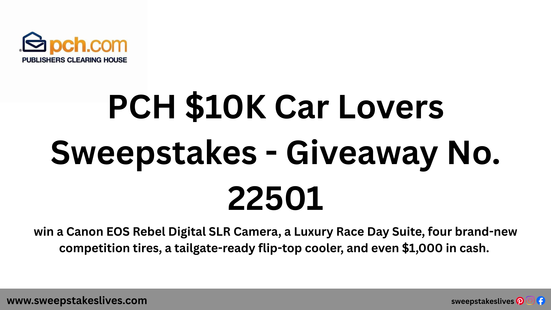 PCH $10K Car Lovers Sweepstakes